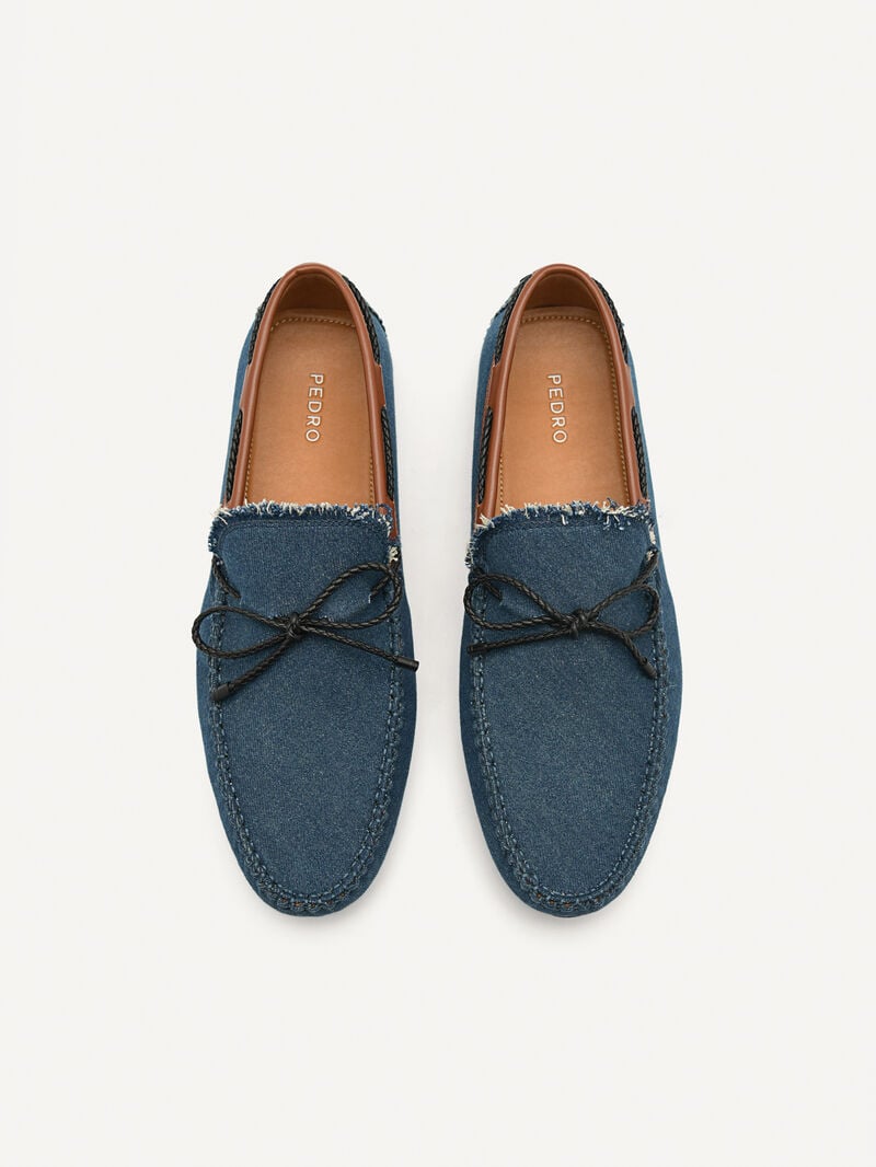 Pedro Bow Men Moccasins Navy | Q9Q-1914