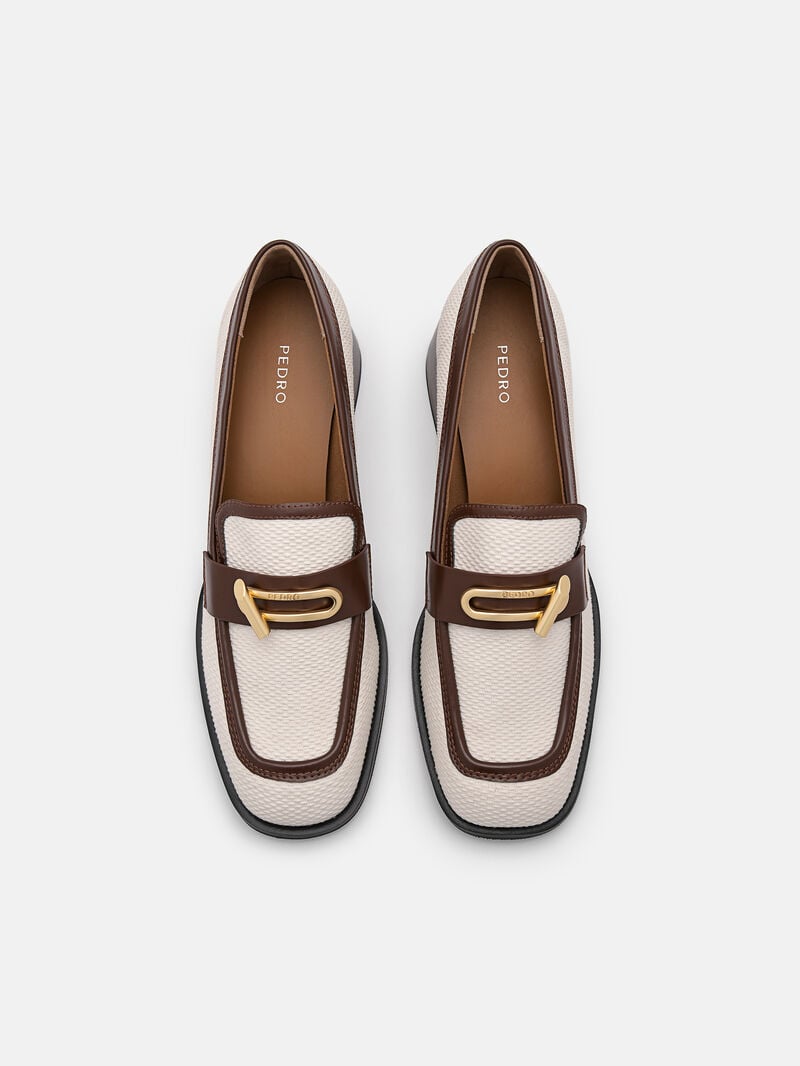 Pedro Brie Canvas Loafers Women Low Heels Beige | Q9Q-1494