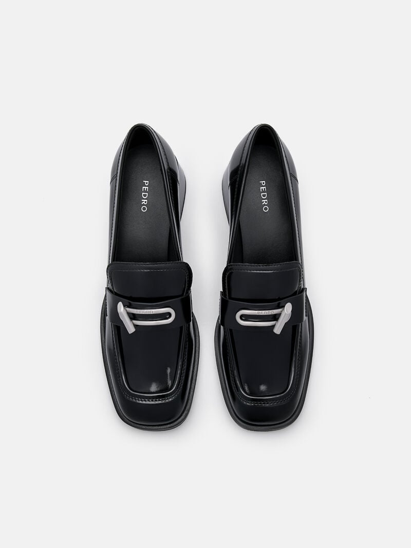 Pedro Brie Leather Loafers Women Low Heels Black | Q9Q-1492