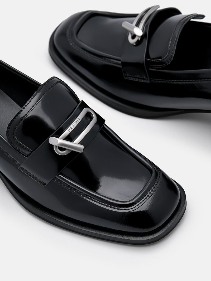 Pedro Brie Leather Loafers Women Low Heels Black | Q9Q-1492