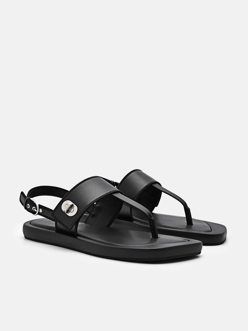 Pedro Brie Thong Sandals Women Flats Black | Q9Q-1909