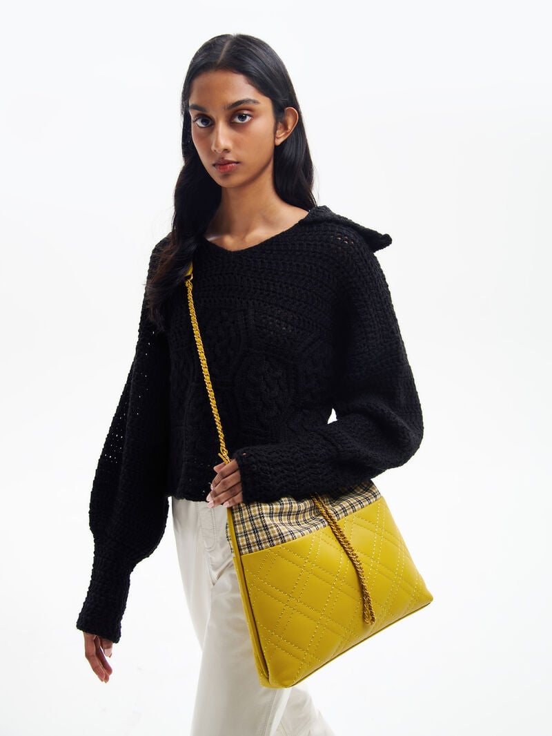 Pedro Cala Quilted Drawstring Bags Women Totes Mustard | Q9Q-1289