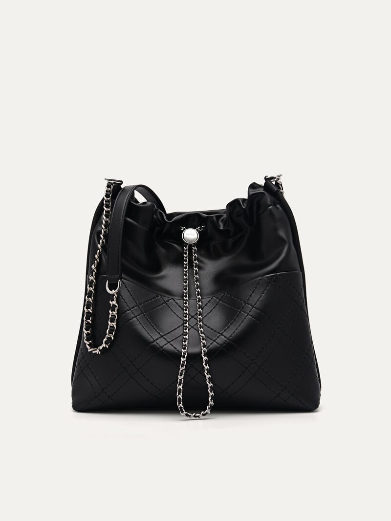 Pedro Cala Quilted Drawstring Bags Women Totes Black | Q9Q-1286