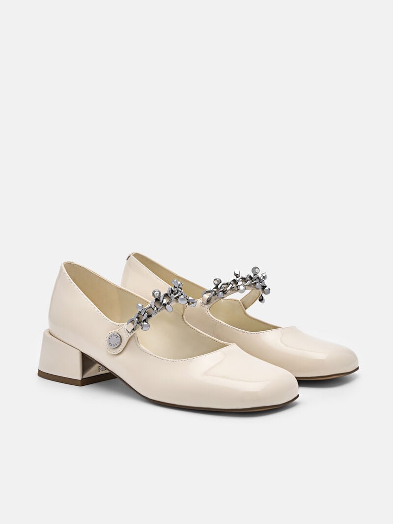 Pedro Cami Leather Mary Janes Women Low Heels Beige | Q9Q-1490