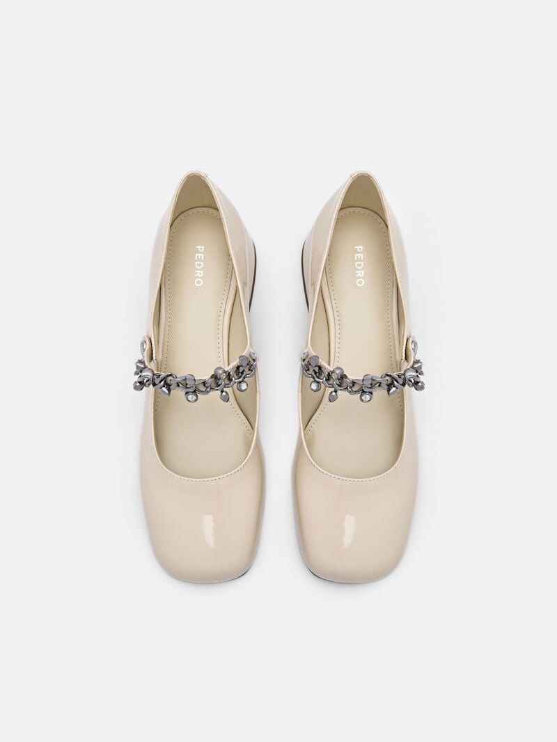 Pedro Cami Leather Mary Janes Women Low Heels Beige | Q9Q-1490