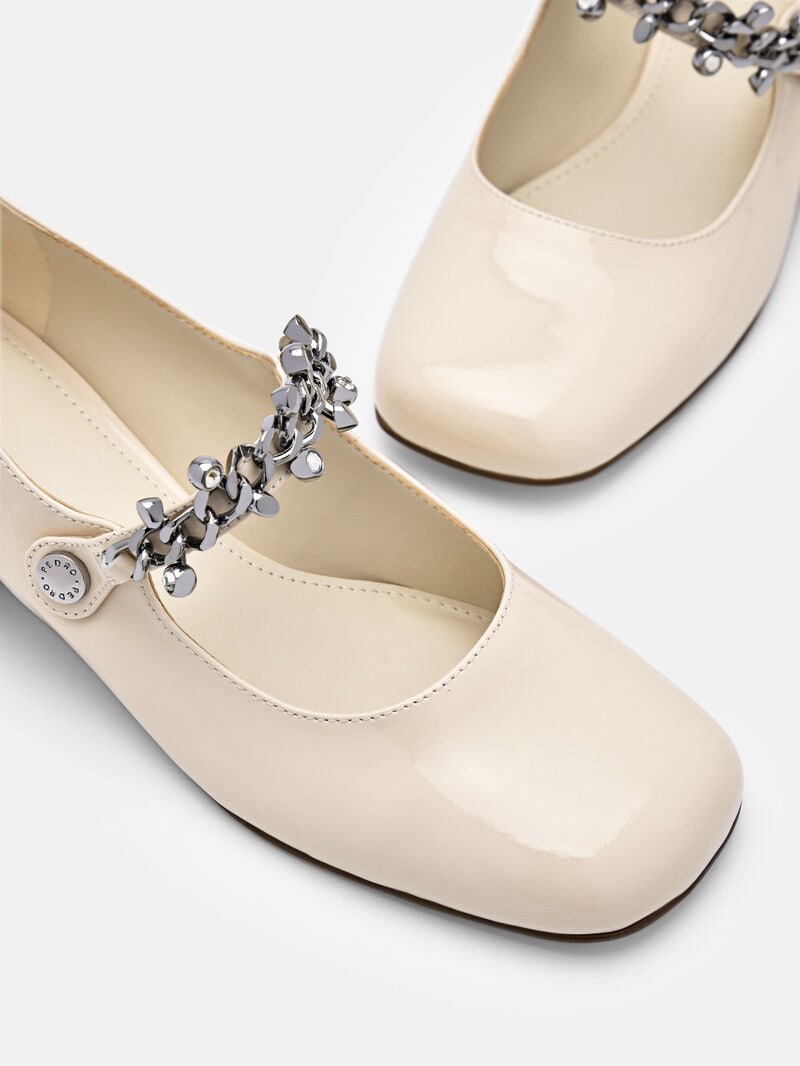 Pedro Cami Leather Mary Janes Women Low Heels Beige | Q9Q-1490