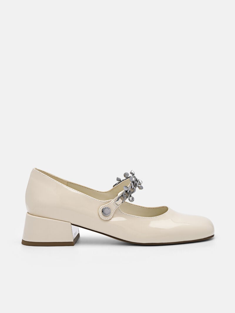 Pedro Cami Leather Mary Janes Women Low Heels Beige | Q9Q-1490