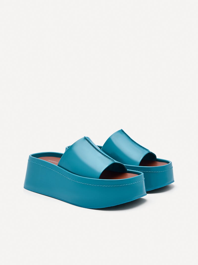 Pedro Carmen Platform Sandals Women Wedges Turquoise | Q9Q-1896