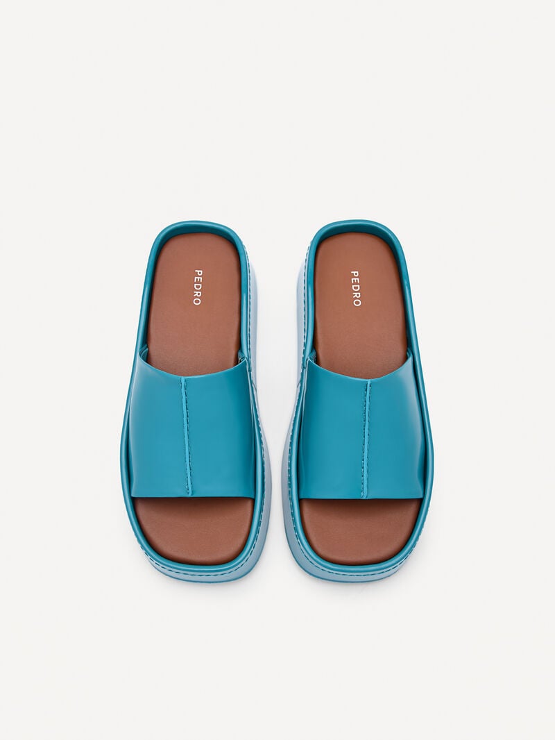 Pedro Carmen Platform Sandals Women Wedges Turquoise | Q9Q-1896