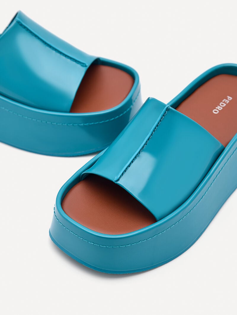 Pedro Carmen Platform Sandals Women Wedges Turquoise | Q9Q-1896