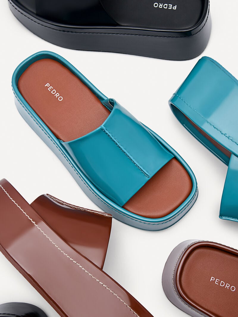 Pedro Carmen Platform Sandals Women Wedges Turquoise | Q9Q-1896