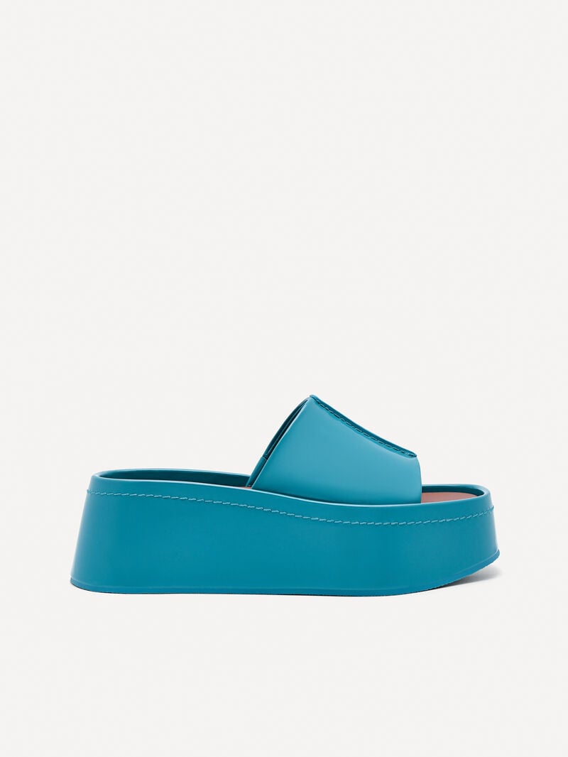 Pedro Carmen Platform Sandals Women Wedges Turquoise | Q9Q-1896