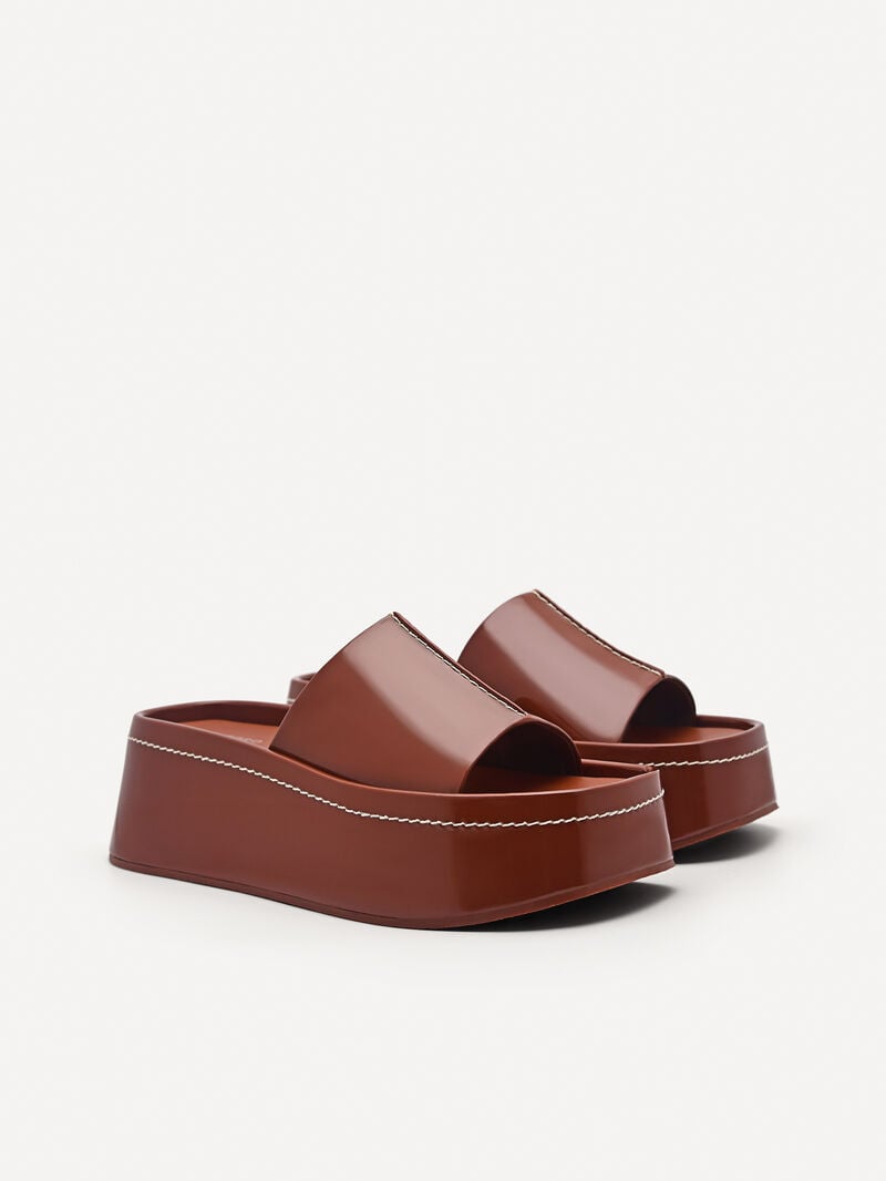 Pedro Carmen Platform Sandals Women Wedges Brown | Q9Q-1895