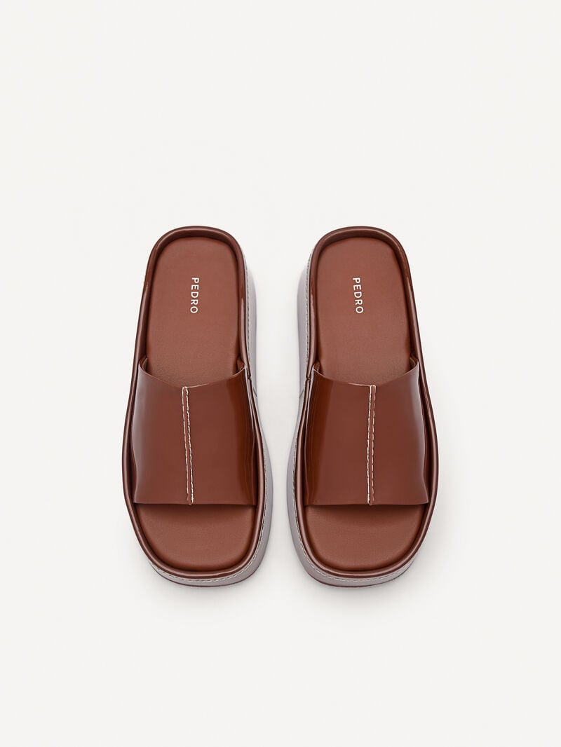 Pedro Carmen Platform Sandals Women Wedges Brown | Q9Q-1895