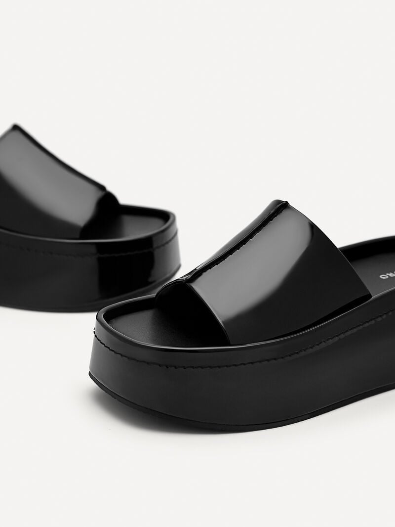 Pedro Carmen Platform Sandals Women Wedges Black | Q9Q-1894