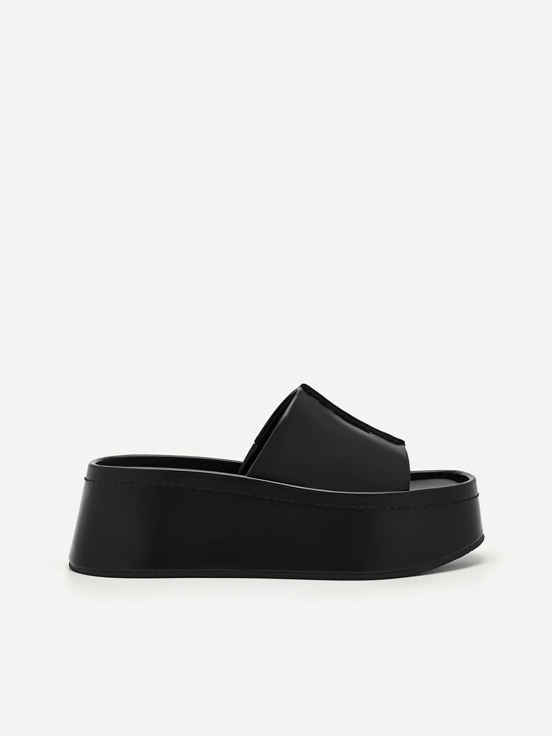 Pedro Carmen Platform Sandals Women Wedges Black | Q9Q-1894