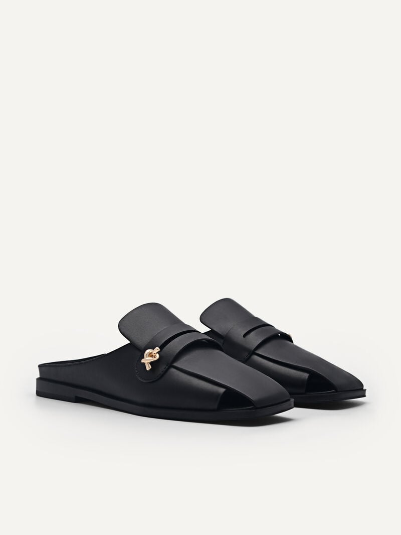 Pedro Carolyn Penny Mules Women Flats Black | Q9Q-2107