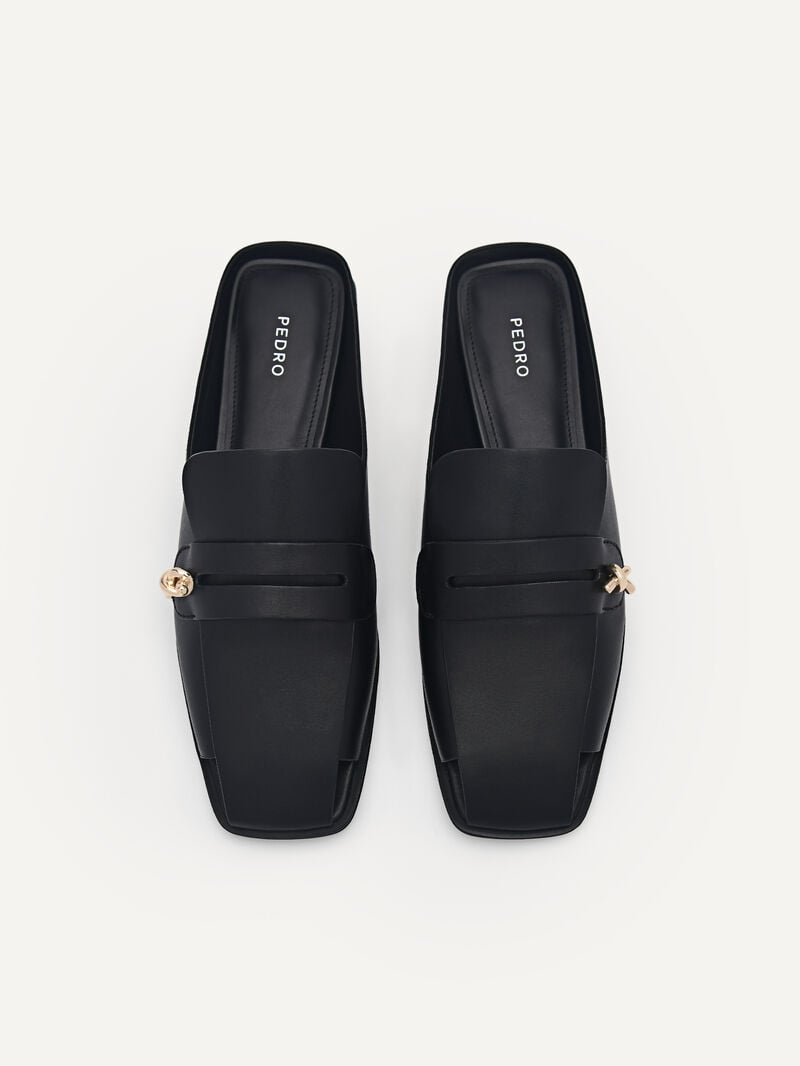 Pedro Carolyn Penny Mules Women Flats Black | Q9Q-2107