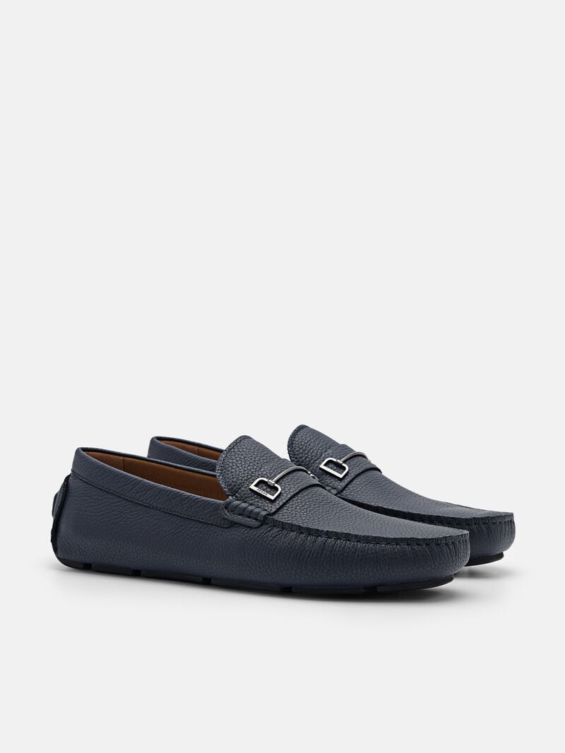 Pedro Casey Leather Men Moccasins Navy | Q9Q-1892