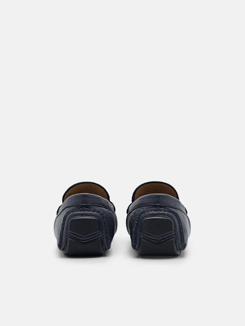 Pedro Casey Leather Men Moccasins Navy | Q9Q-1892