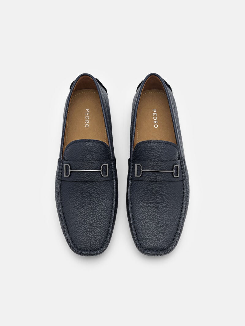 Pedro Casey Leather Men Moccasins Navy | Q9Q-1892