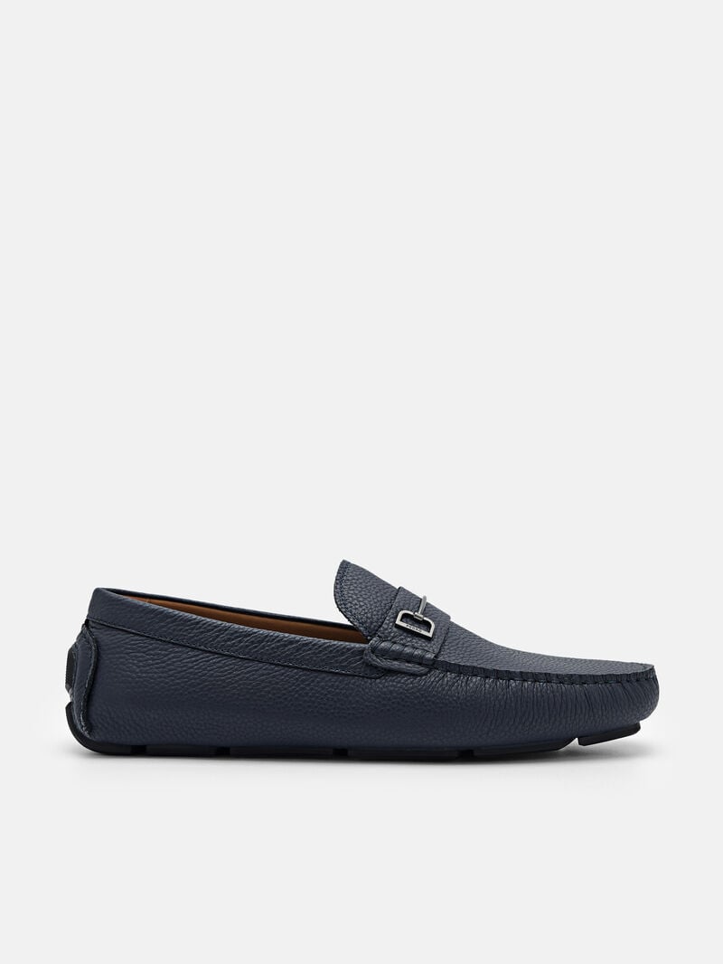 Pedro Casey Leather Men Moccasins Navy | Q9Q-1892