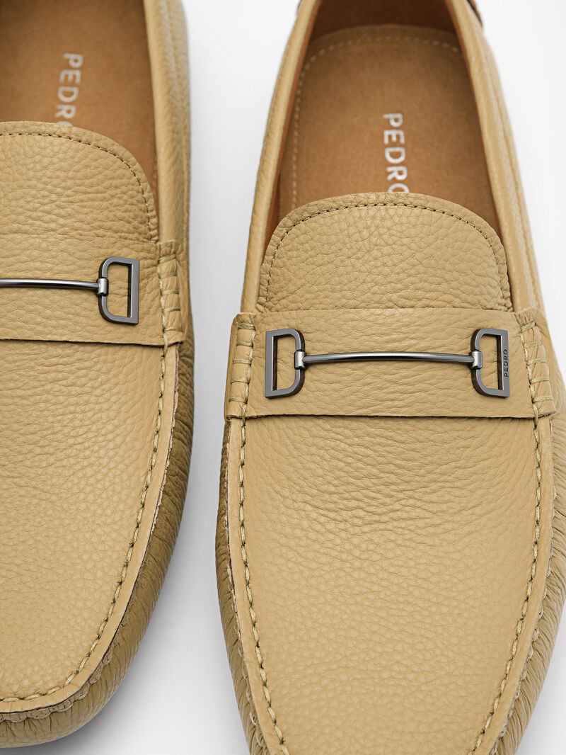 Pedro Casey Leather Men Moccasins Sand | Q9Q-1893