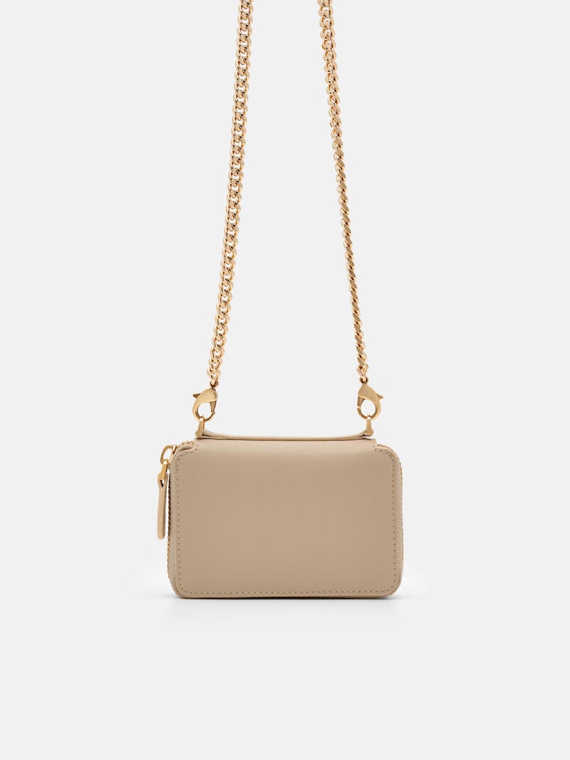 Pedro Chain Leather Women Wallets Sand | Q9Q-1018