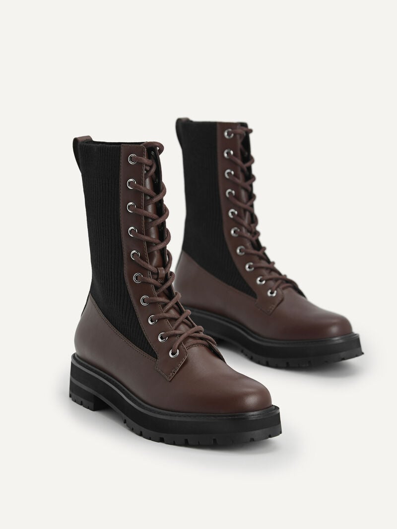 Pedro Chunky Lace-up Boots Women Ankle Boots Dark Brown | Q9Q-1370