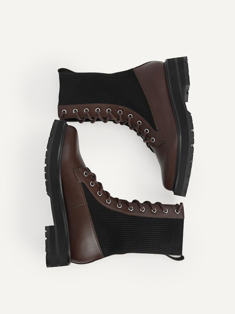 Pedro Chunky Lace-up Boots Women Ankle Boots Dark Brown | Q9Q-1370