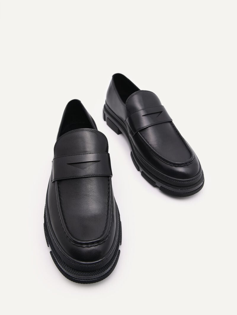 Pedro Chunky Leather Men Loafers Black | Q9Q-1887