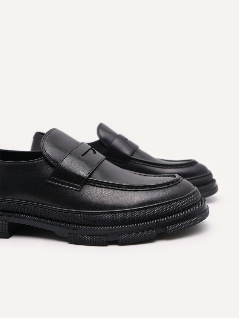 Pedro Chunky Leather Men Loafers Black | Q9Q-1887