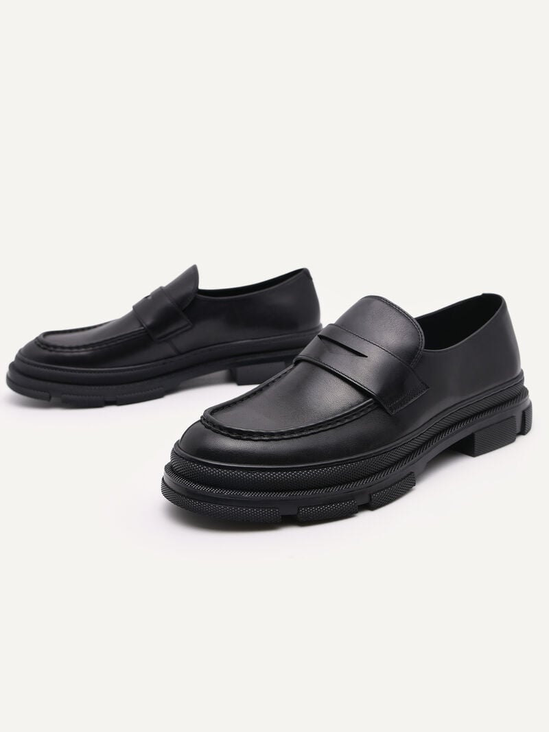Pedro Chunky Leather Men Loafers Black | Q9Q-1887
