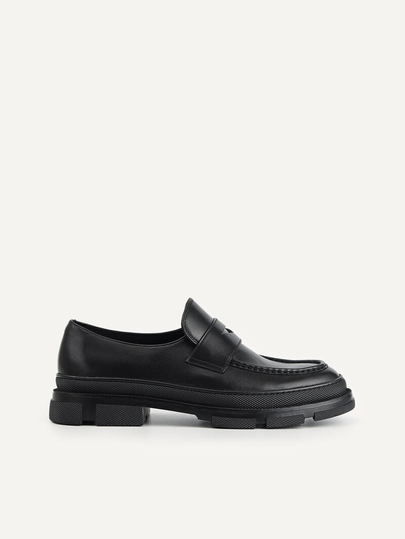 Pedro Chunky Leather Men Loafers Black | Q9Q-1887