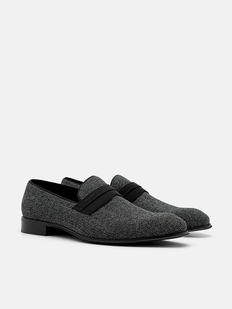 Pedro Clive Fabric Men Loafers Dark Grey | Q9Q-1885