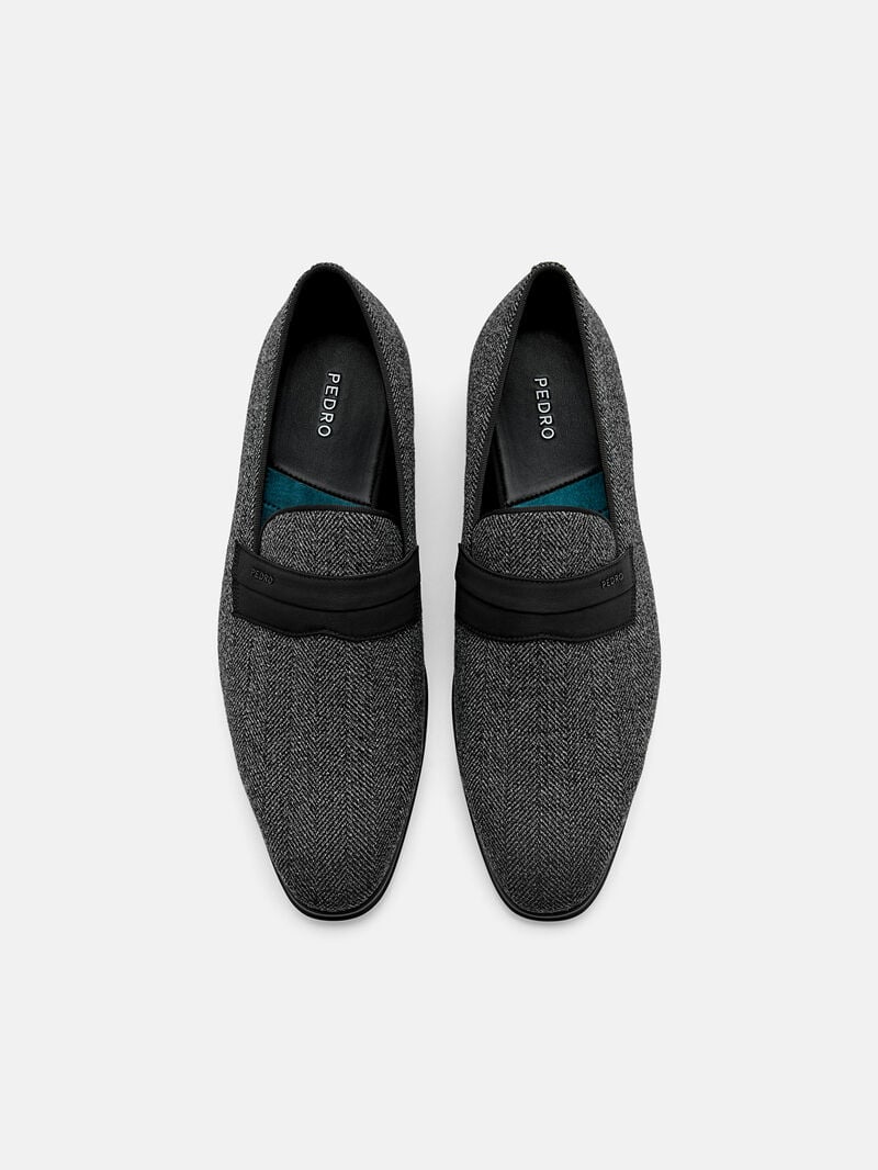 Pedro Clive Fabric Men Loafers Dark Grey | Q9Q-1885