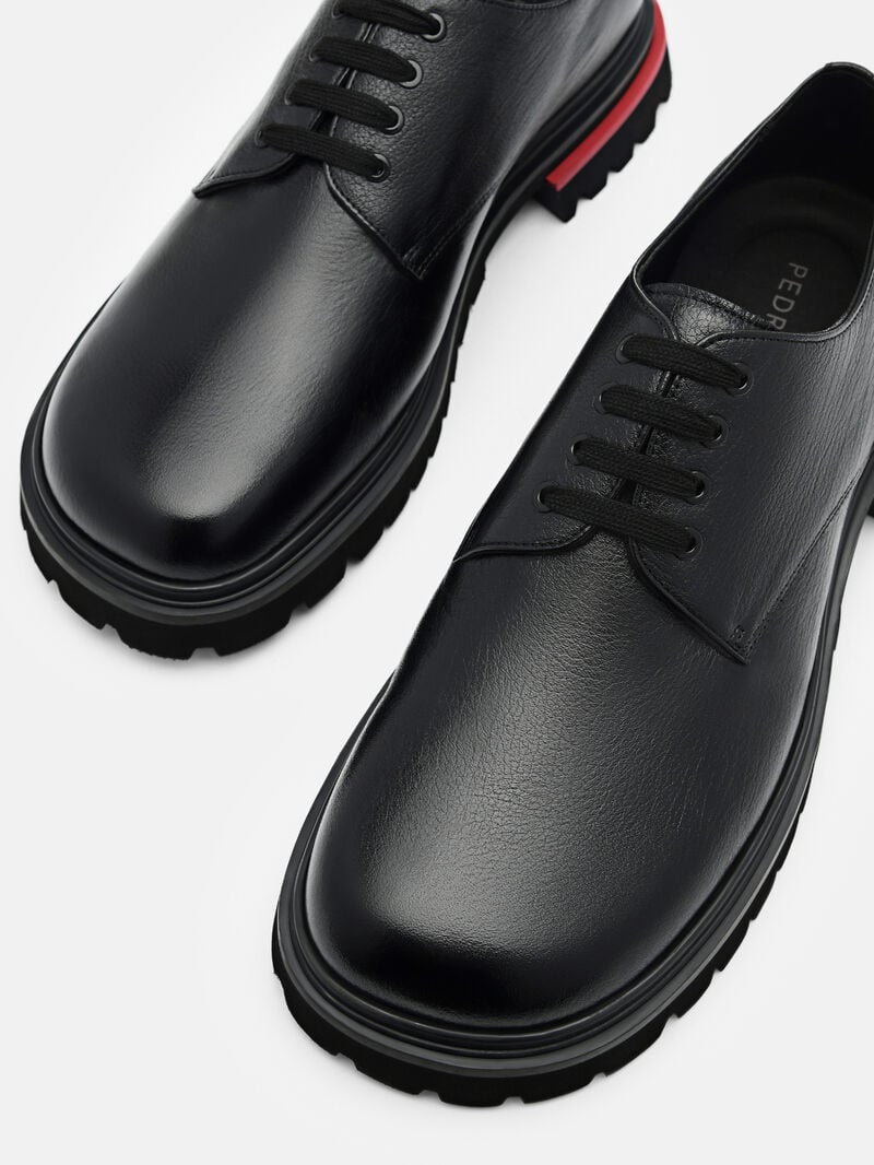 Pedro Cooper Leather Shoes Men Derby Shoes Black2 | Q9Q-1880