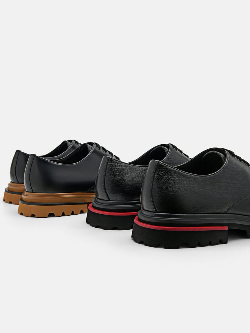 Pedro Cooper Leather Shoes Men Derby Shoes Black2 | Q9Q-1880