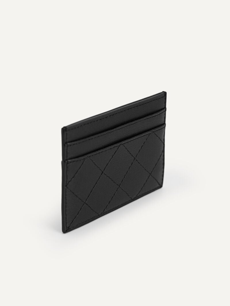 Pedro Cris-Cross Pattern Leather Women Card Holders Black | Q9Q-1009