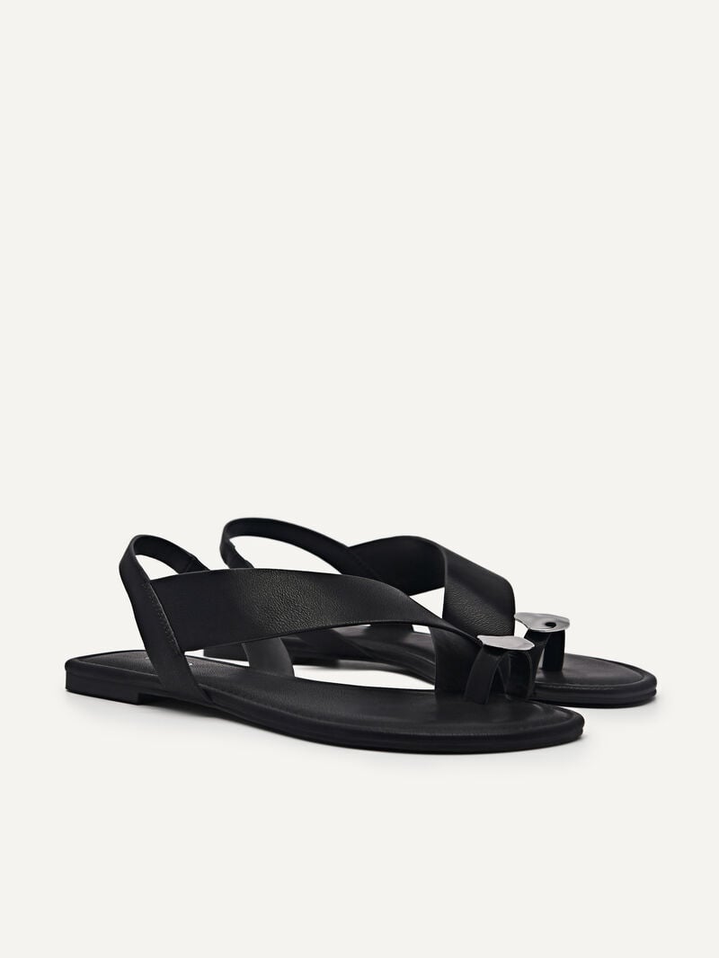 Pedro Demi Toe Loop Sandals Women Flats Black | Q9Q-1871