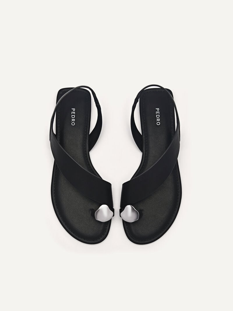 Pedro Demi Toe Loop Sandals Women Flats Black | Q9Q-1871
