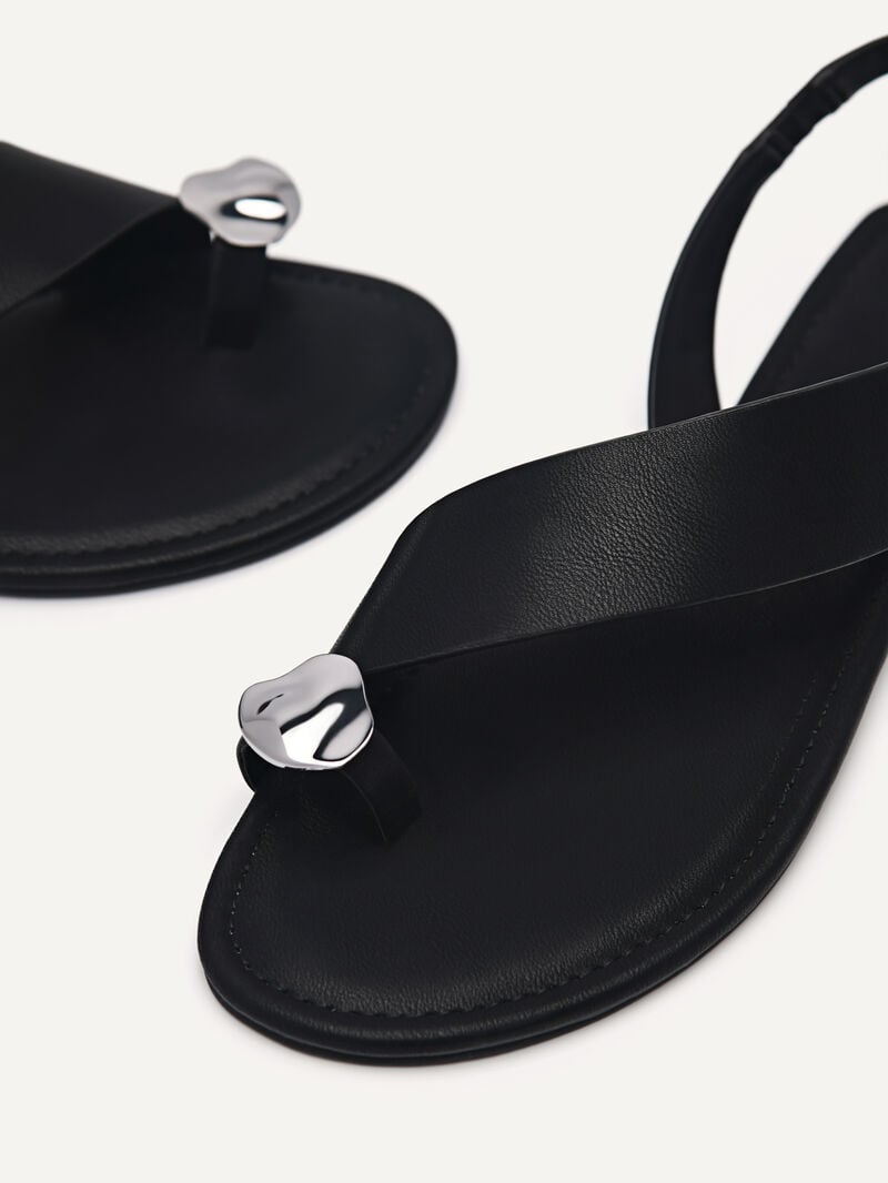 Pedro Demi Toe Loop Sandals Women Flats Black | Q9Q-1871