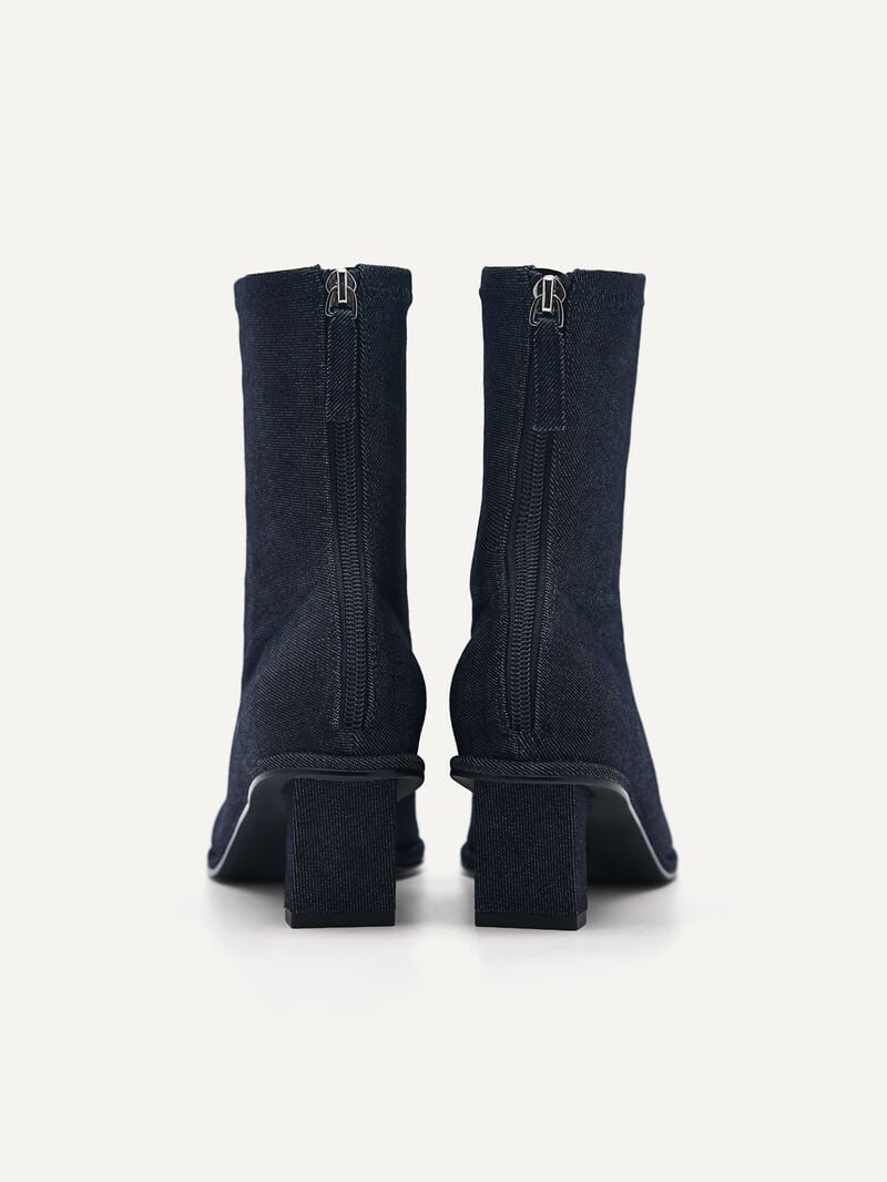 Pedro Denim Vanessa Ankle Boots Women Low Heels Navy | Q9Q-1479