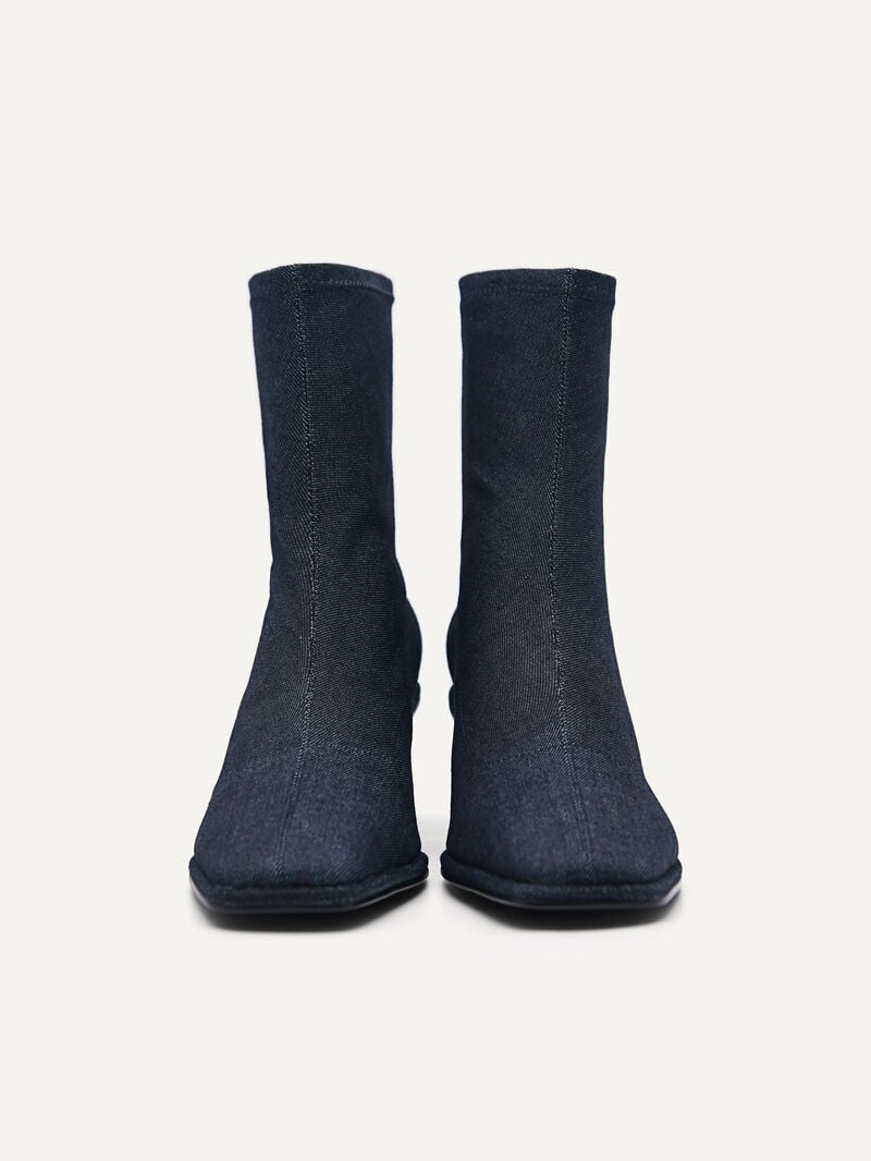 Pedro Denim Vanessa Ankle Boots Women Low Heels Navy | Q9Q-1479