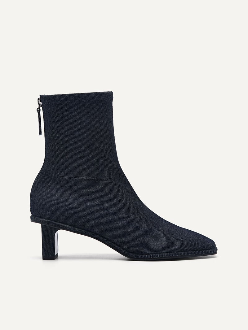 Pedro Denim Vanessa Ankle Boots Women Low Heels Navy | Q9Q-1479