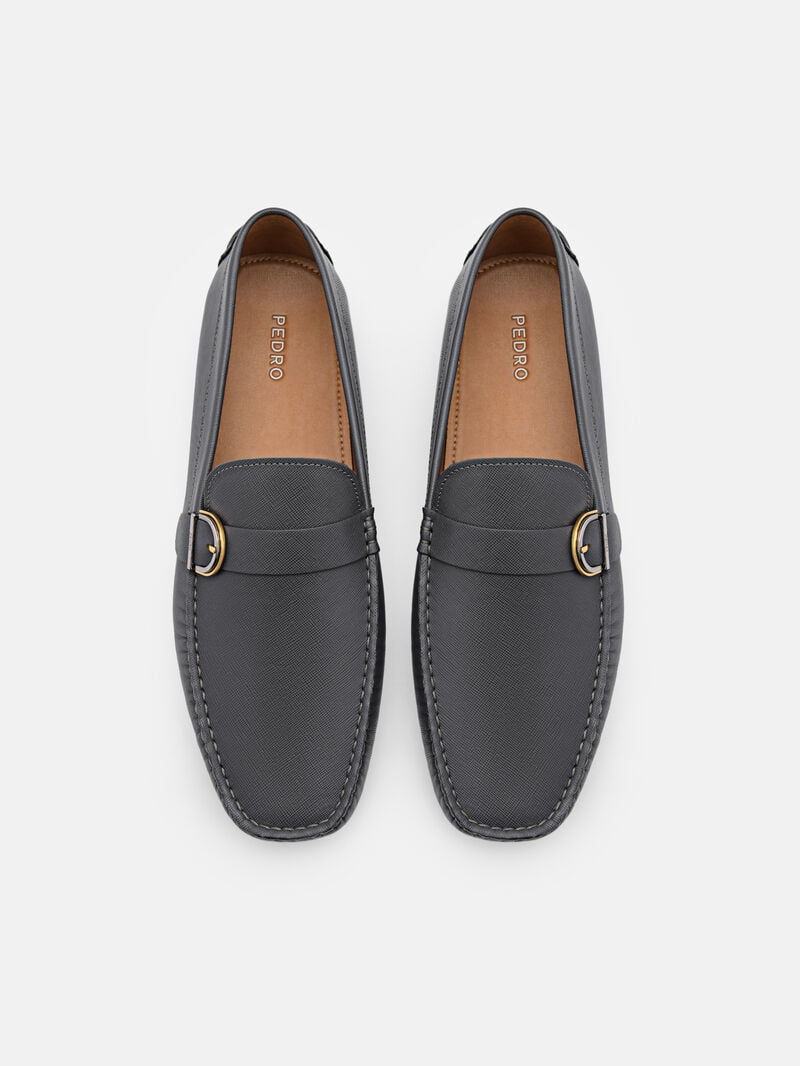 Pedro Dillon Leather Men Moccasins Dark Grey | Q9Q-2683
