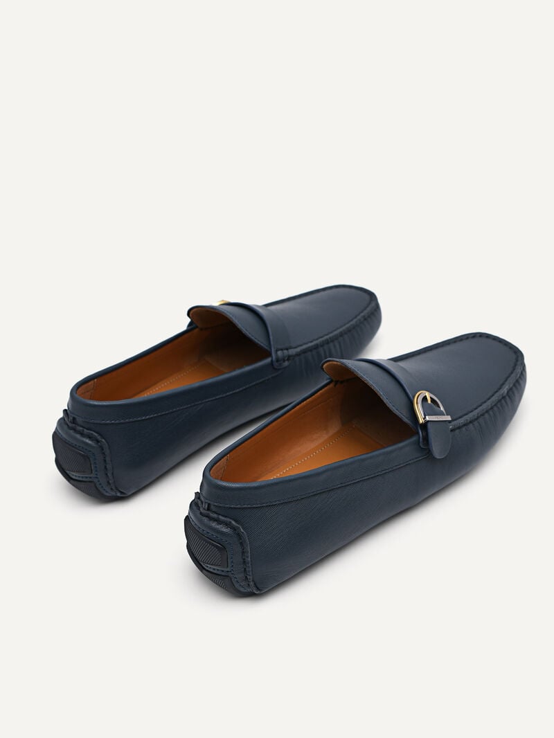 Pedro Dillon Leather Men Moccasins Navy | Q9Q-2682