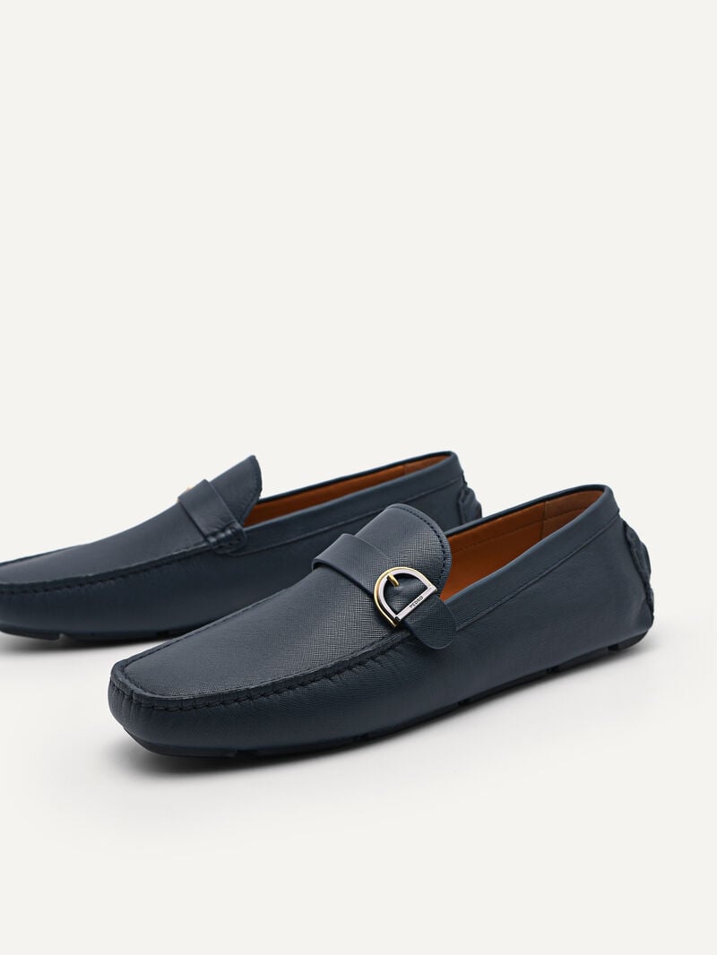 Pedro Dillon Leather Men Moccasins Navy | Q9Q-2682