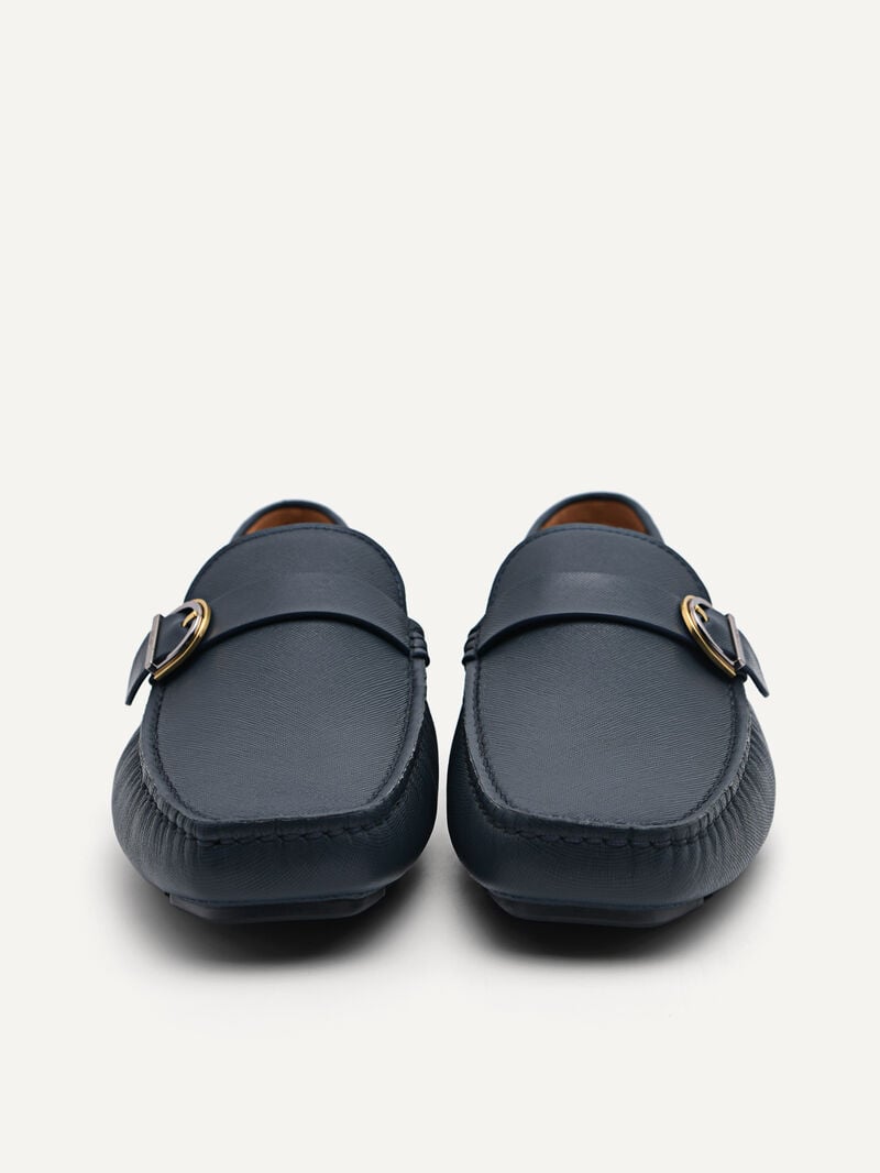 Pedro Dillon Leather Men Moccasins Navy | Q9Q-2682