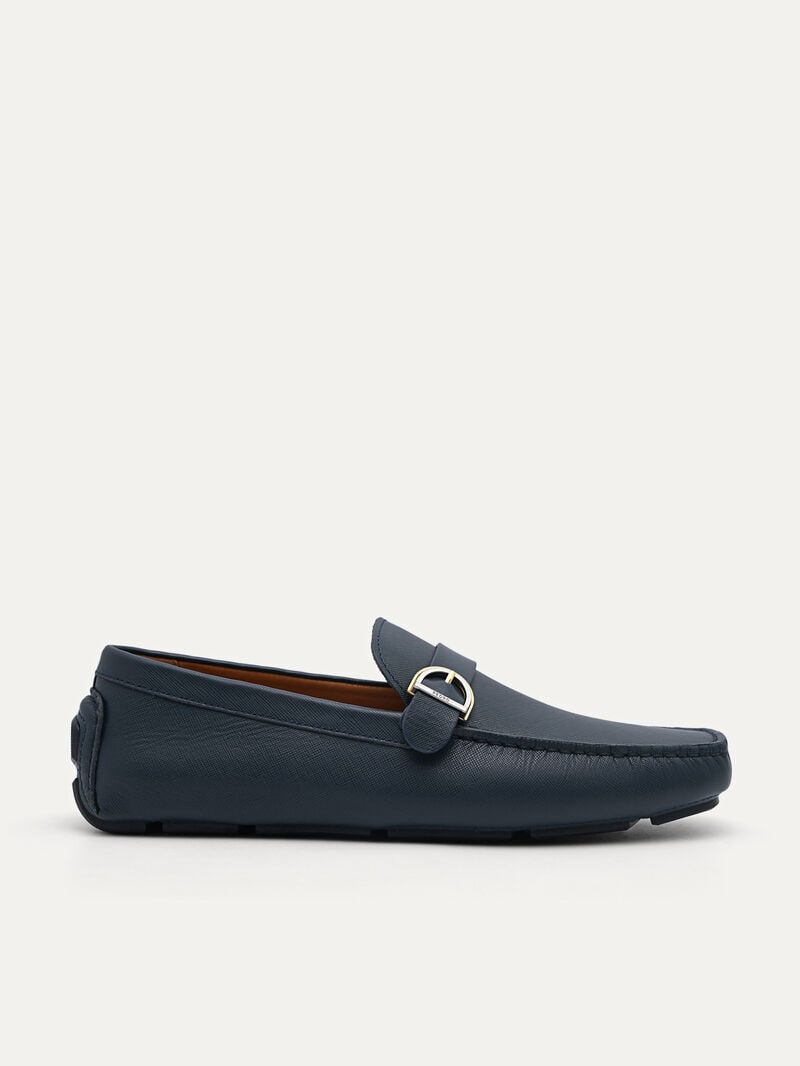 Pedro Dillon Leather Men Moccasins Navy | Q9Q-2682